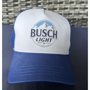 Busch Light Trucker Hat Snapback Blue White Mesh H3 Headwear Beer Cap Adjustable